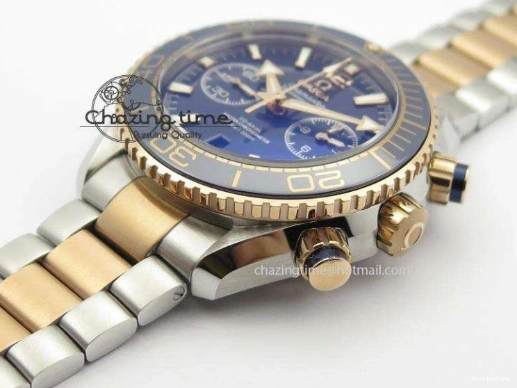 0320 FlexibleFit Seamaster Professional Chrono SS RG Blue Ceramic Blue Dial On SS RG Bracelet A 8211